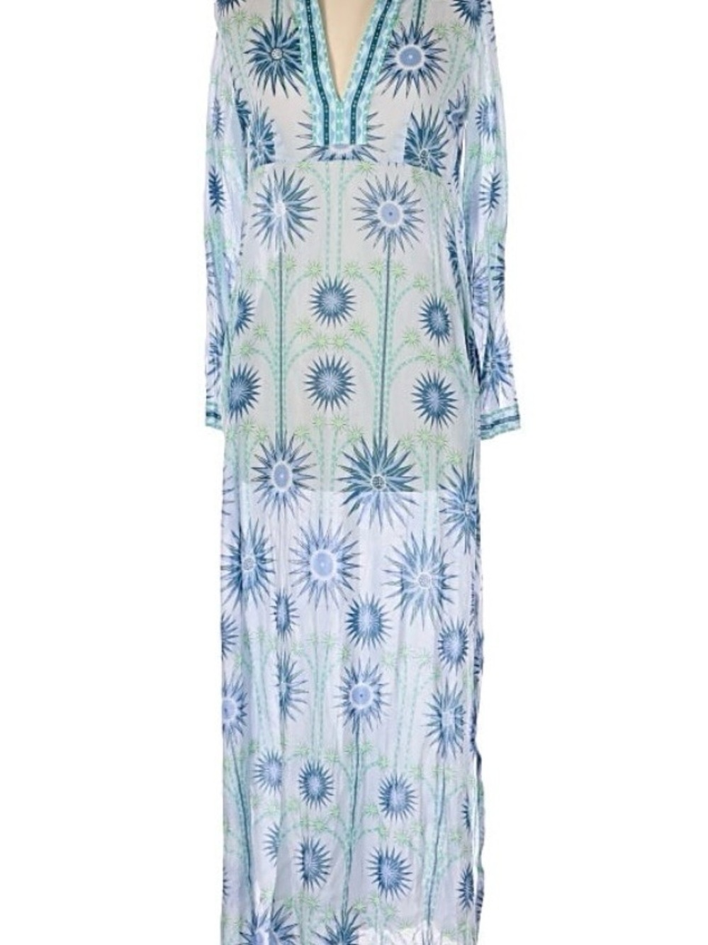 Emporio Sirenuse Blue and Green Palm-Print Top